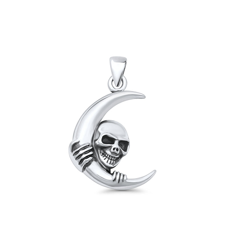 Moon & Skull Pendant Necklace
