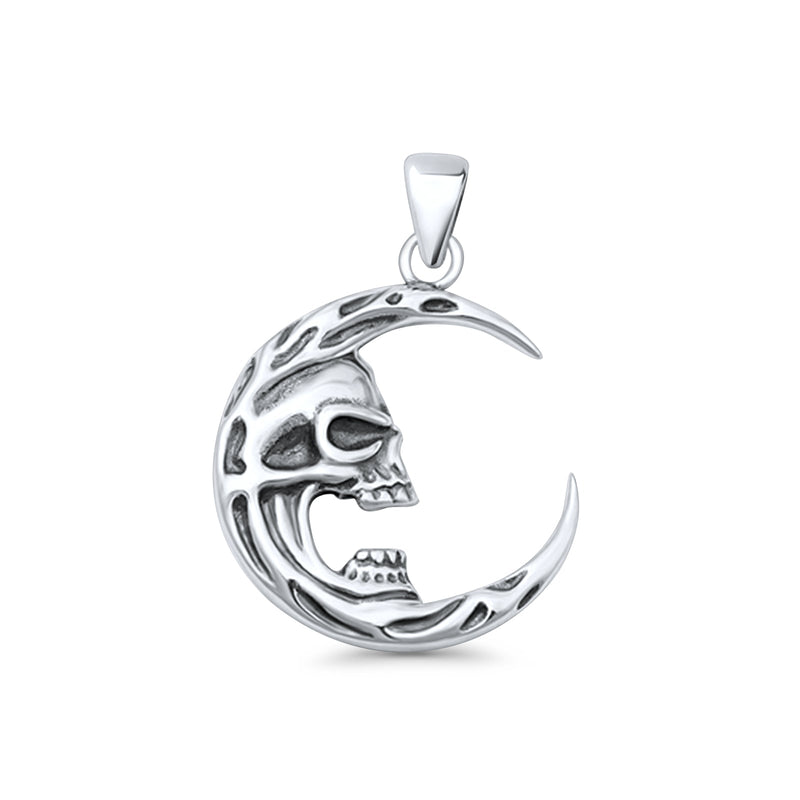 Moon & Skull Pendant Necklace