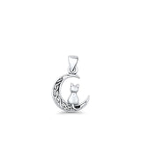 Cat & Moon Pendant Necklace