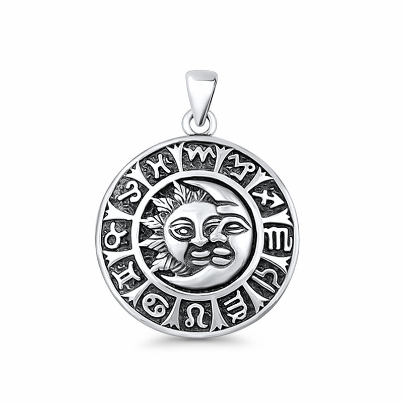  Moon, Sun & Runes Pendant Necklace