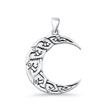  Celtic Moon Fish Pendant Necklace