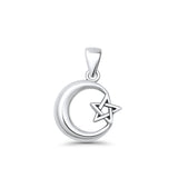  Moon & Star Charm Pendant Necklace