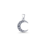 Celtic Moon Trinity 16mm Pendant Oxidized 925 Sterling Silver