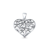  Heart & Flowers Charm Pendant Necklace