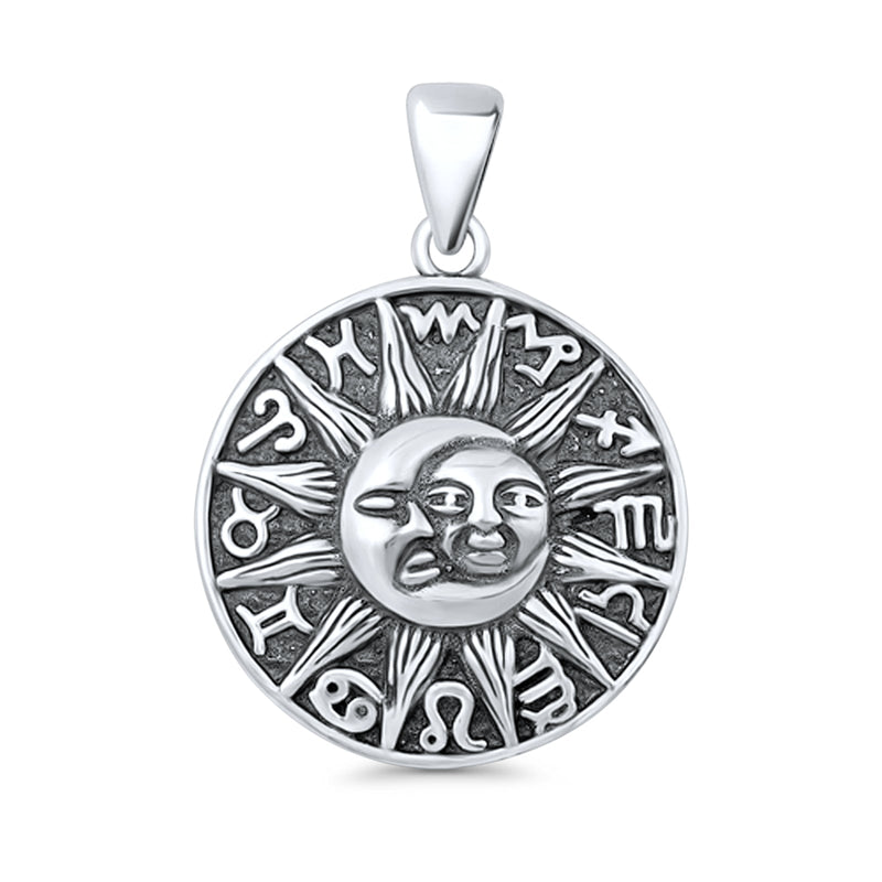  Sun, Moon & Zodiacs Charm Pendant Necklace