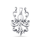 Octopus 30mm Charm Pendant Filigree Oxidized 925 Sterling Silver
