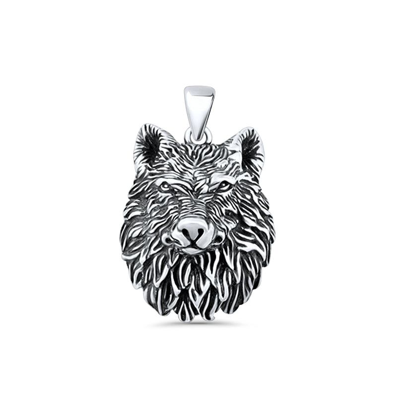  Wolf Head Charm Pendant Necklace