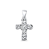  Floral Cross Filigree Charm Pendant Necklace