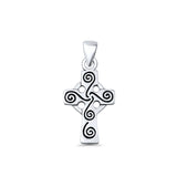 Triskele Cross Charm Pendant Oxidized 925 Sterling Silver