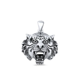 Tiger Head Pendant Oxidized 925 Sterling Silver