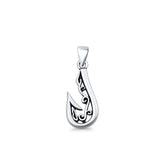 Tribal Hook Pendant Oxidized 925 Sterling Silver