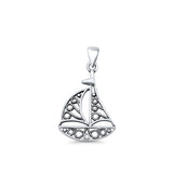 Sailboat Pendant Oxidized 925 Sterling Silver