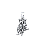 Owl Pendant Oxidized 925 Sterling Silver