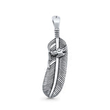 Feather & Bird Pendant Oxidized 925 Sterling Silver