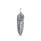  Feather & Evil Eye Pendant Necklace