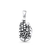 Om & Hand Pendant Oxidized 925 Sterling Silver