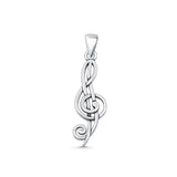 Musical Note Pendant Oxidized 925 Sterling Silver