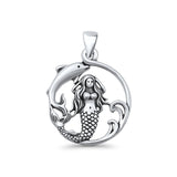 Mermaid & Dolphin Pendant Necklace