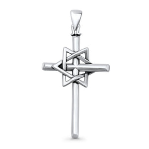 Cross & Star of David Pendant Necklace