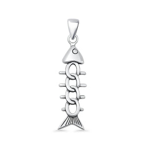 Fish Skeleton Pendant Necklace