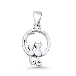Cat & Moon Pendant Necklace