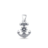 Anchor & Helm Pendant Oxidized 925 Sterling Silver