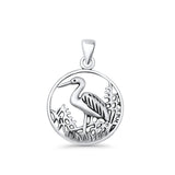 Stork Filigree Pendant Oxidized 925 Sterling Silver