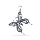 Butterfly Filigree 31mm Pendant Oxidized 925 Sterling Silver