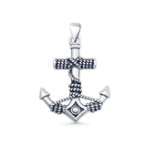 Anchor Charm 28.4mm Pendant Oxidized 925 Sterling Silver