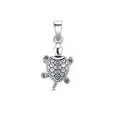 Sea Turtle Pendant Oxidized 925 Sterling Silver