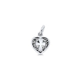  Filigree Cross Heart Pendant Necklace