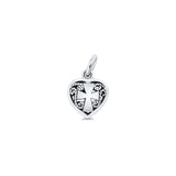  Filigree Cross Heart Pendant Necklace