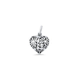 Filigree Floral Heart Pendant Oxidized 925 Sterling Silver