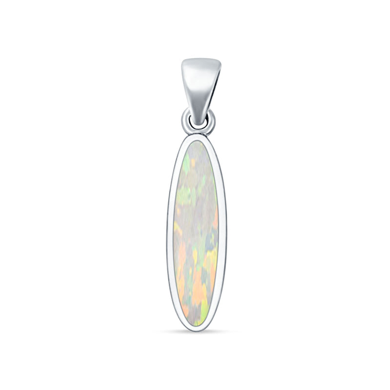 Oval Lab Opal Pendant Necklace