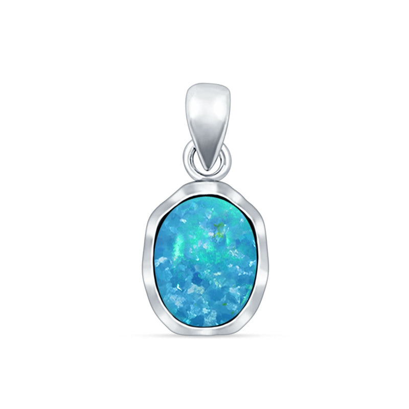 Oval Lab Opal Solitaire Pendant Necklace