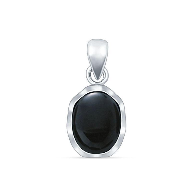 Oval Black Onyx Solitaire Pendant Necklace