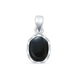 Oval Black Onyx Solitaire Pendant Necklace