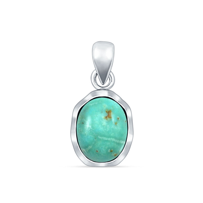 Oval Turquoise Solitaire Pendant Necklace