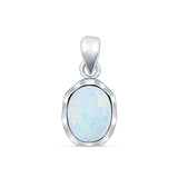 Oval Lab Opal Solitaire Pendant Necklace