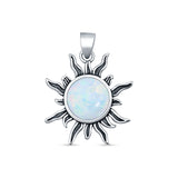 Round Lab Opal Sun Pendant Necklace