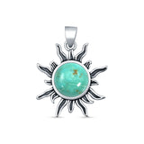 Round Turquoise Sun Pendant Necklace