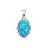 Oval Lab Opal Solitaire Pendant Necklace