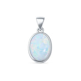 Oval Lab Opal Solitaire Pendant Necklace