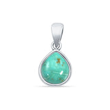 Pear Turquoise Solitaire Pendant Necklace