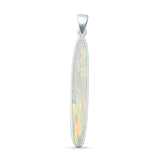 Oval Lab Opal Stick Pendant Necklace