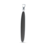 Oval Black Onyx Stick Pendant Necklace