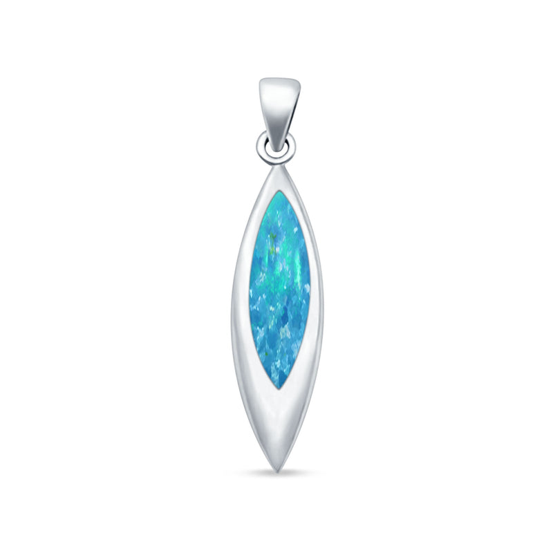 Marquise Lab Opal Solitaire Pendant Necklace