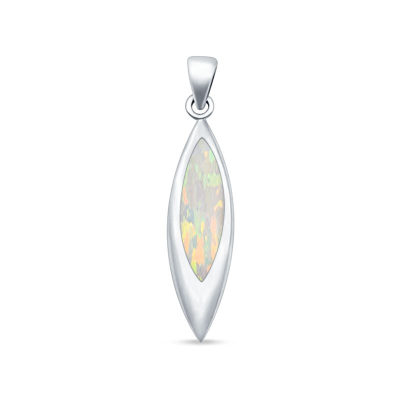Marquise Lab Opal Solitaire Pendant Necklace