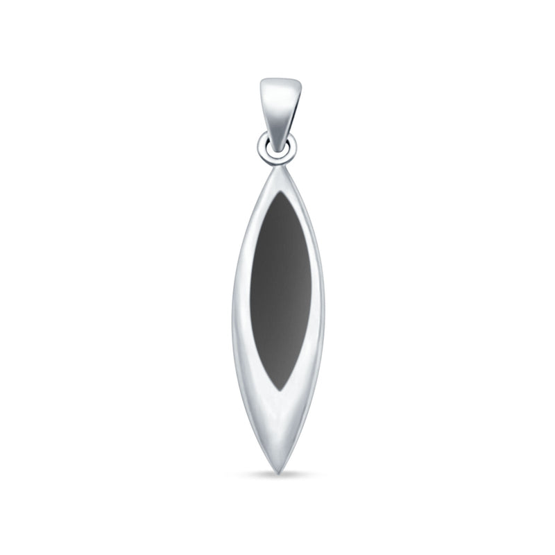 Marquise Black Onyx Solitaire Pendant Necklace