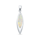 Marquise Lab Opal Solitaire Pendant Necklace